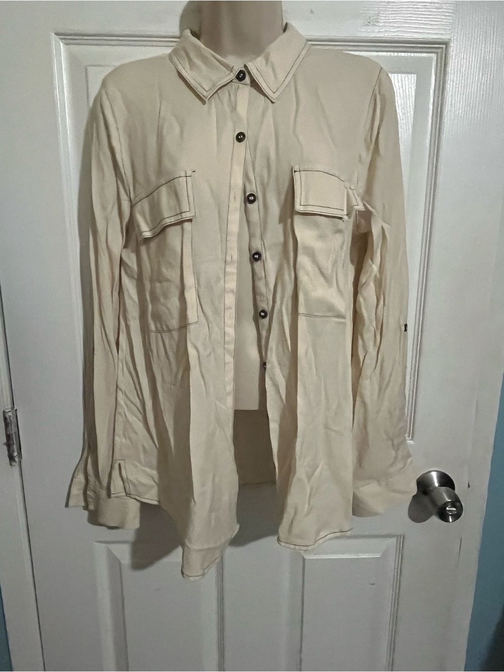 Blu Pepper Cream Button-Front Camisole Shirt